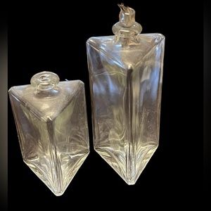 Vintage Lamplight Farms Oil Lamp Set of 2 Triangle Glass Made in Austria